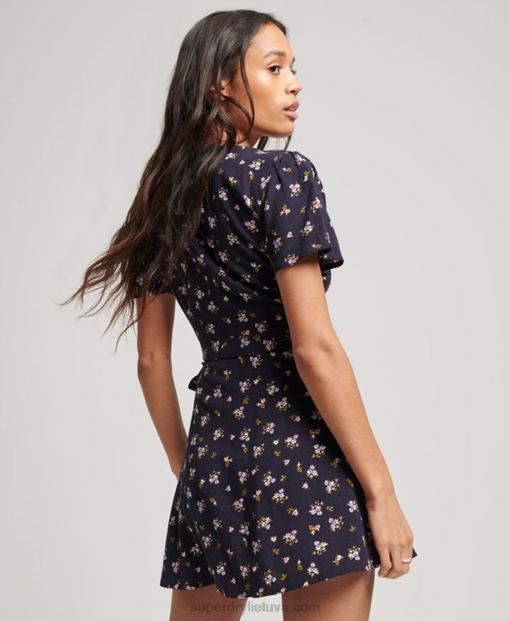 Superdry Vintage Mini Wrap Dress Navy Women