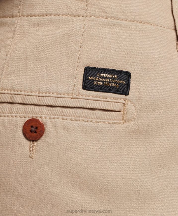 Superdry Vintage Officer Chino Shorts Cream Men