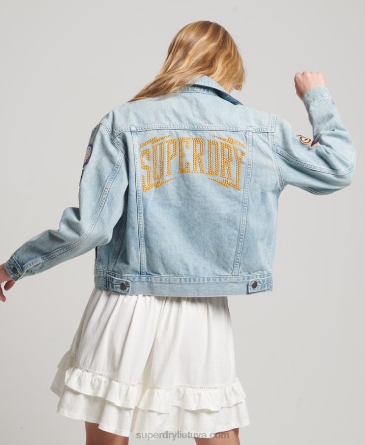 Superdry Vintage Patched Trucker Jacket Light Blue Women