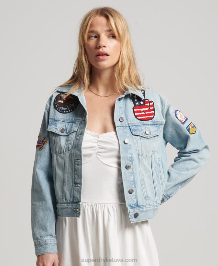 Superdry Vintage Patched Trucker Jacket Light Blue Women