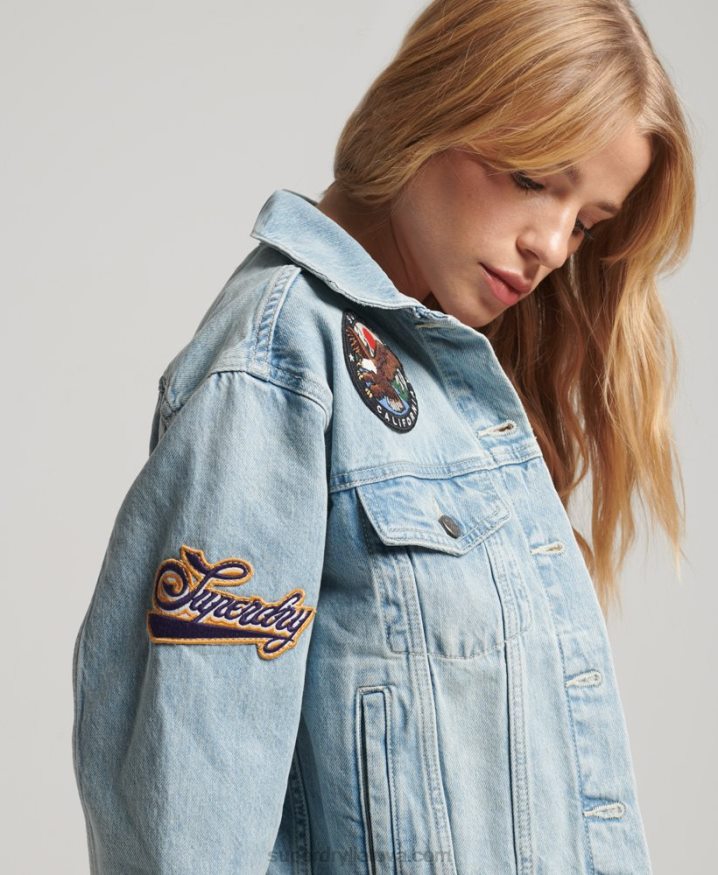 Superdry Vintage Patched Trucker Jacket Light Blue Women