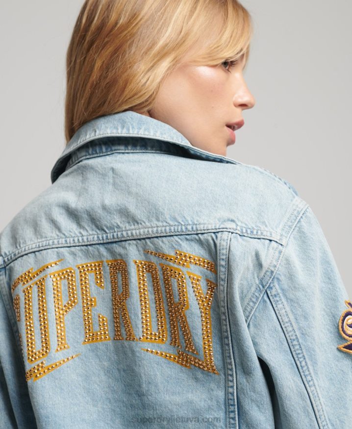 Superdry Vintage Patched Trucker Jacket Light Blue Women