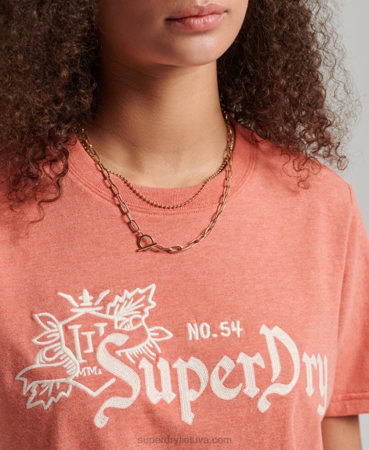 Superdry Vintage Pride In Craft T-Shirt Coral Women