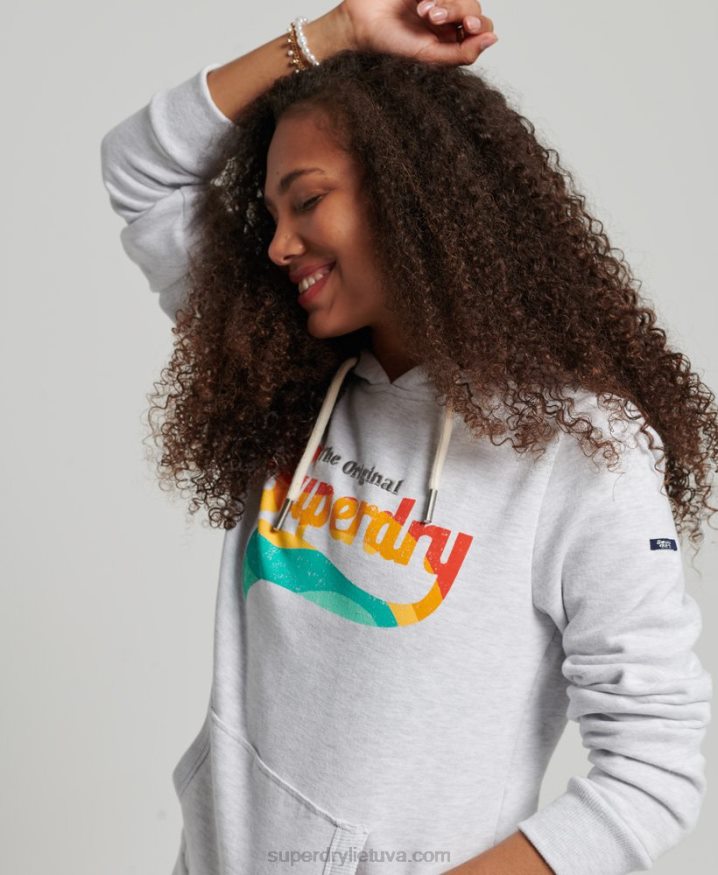 Superdry Vintage Rainbow Hoodie Light Grey Women