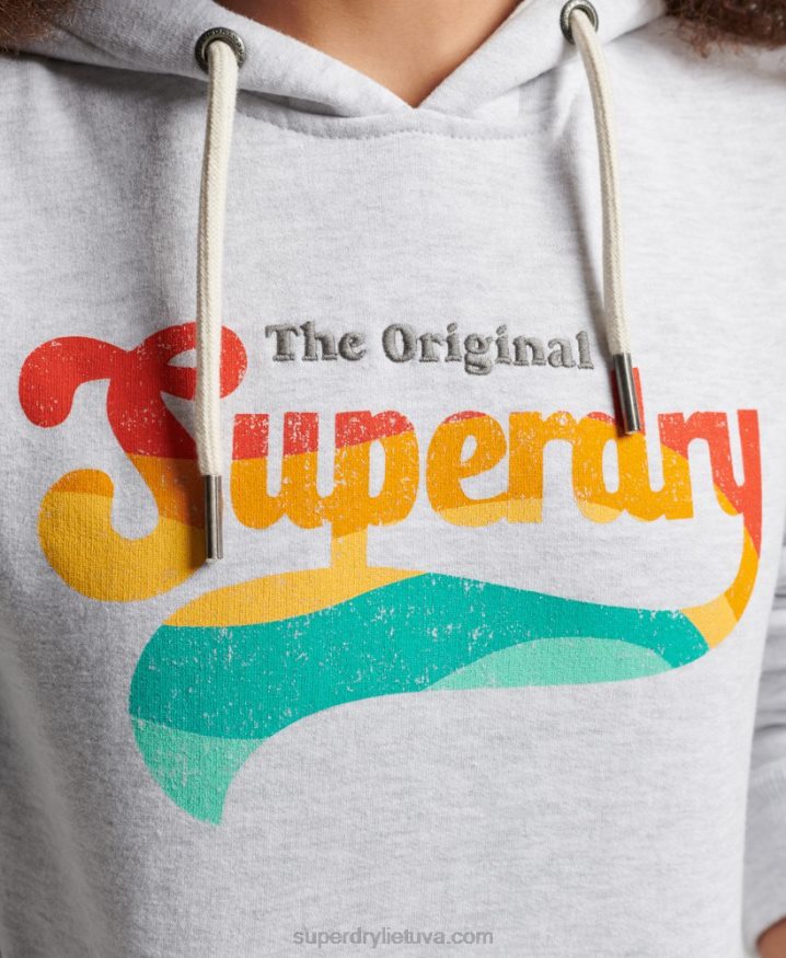 Superdry Vintage Rainbow Hoodie Light Grey Women