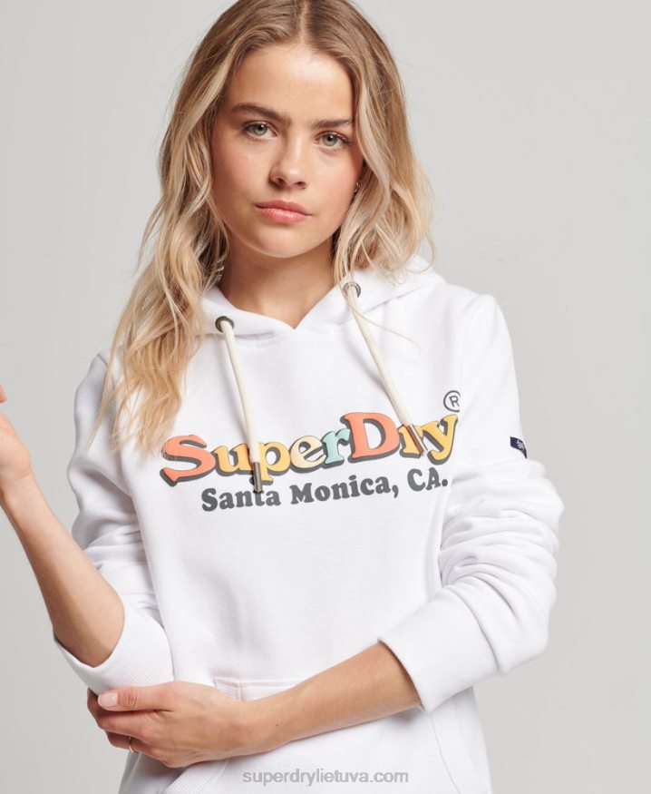 Superdry Vintage Rainbow Hoodie White Women