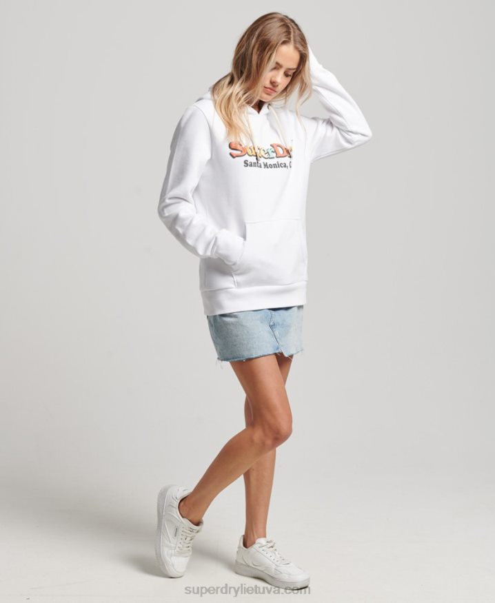 Superdry Vintage Rainbow Hoodie White Women