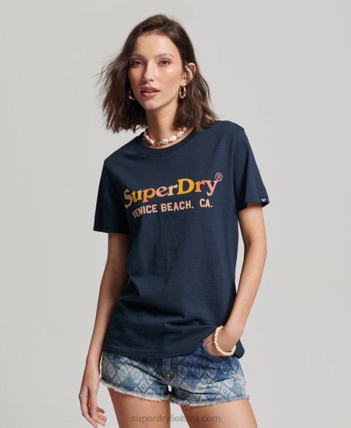 Superdry Vintage Rainbow T-Shirt Navy Women