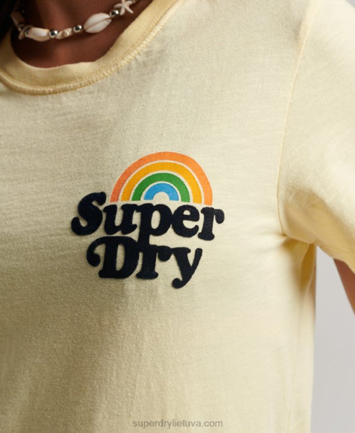 Superdry Vintage Rainbow T-Shirt Yellow Women