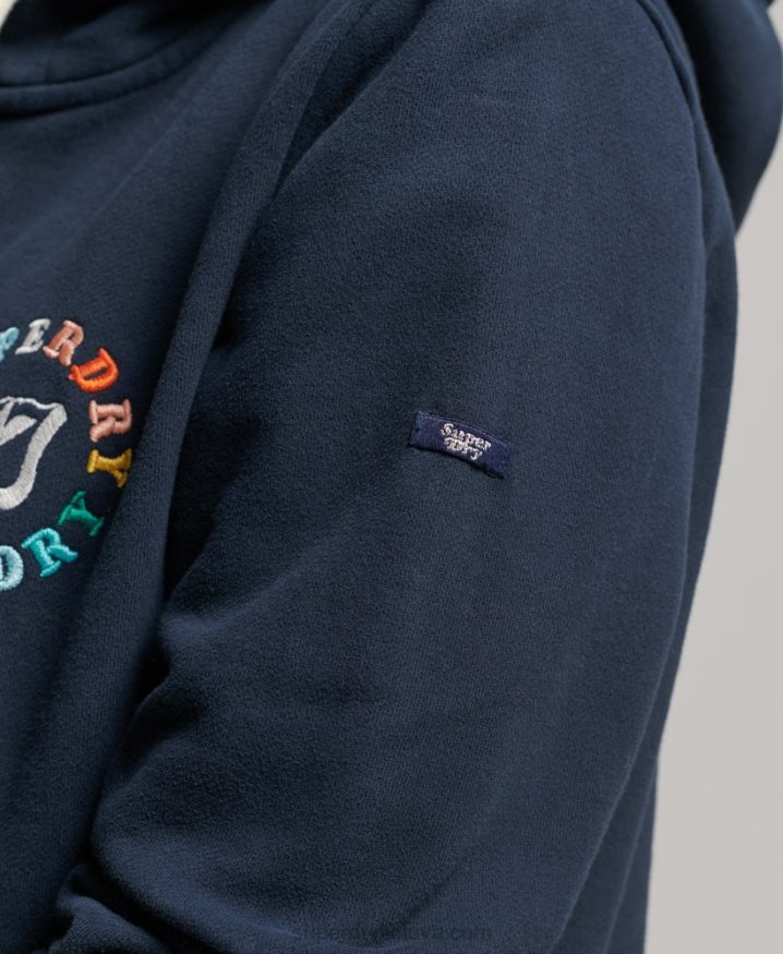 Superdry Vintage Rainbow Zip Hoodie Navy Women