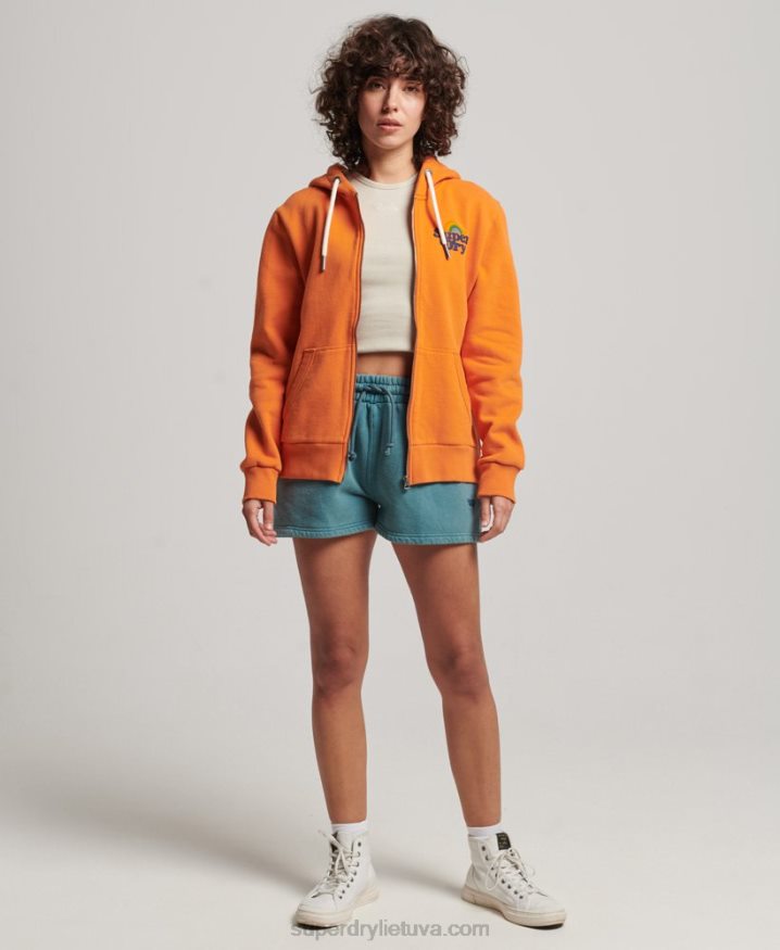 Superdry Vintage Rainbow Zip Hoodie Orange Women