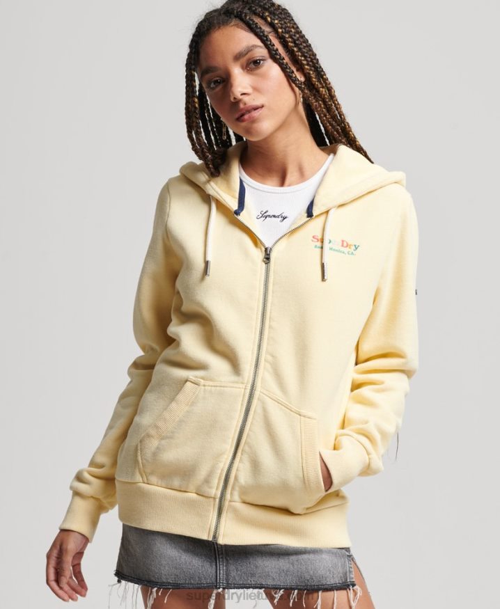 Superdry Vintage Rainbow Zip Hoodie Yellow Women