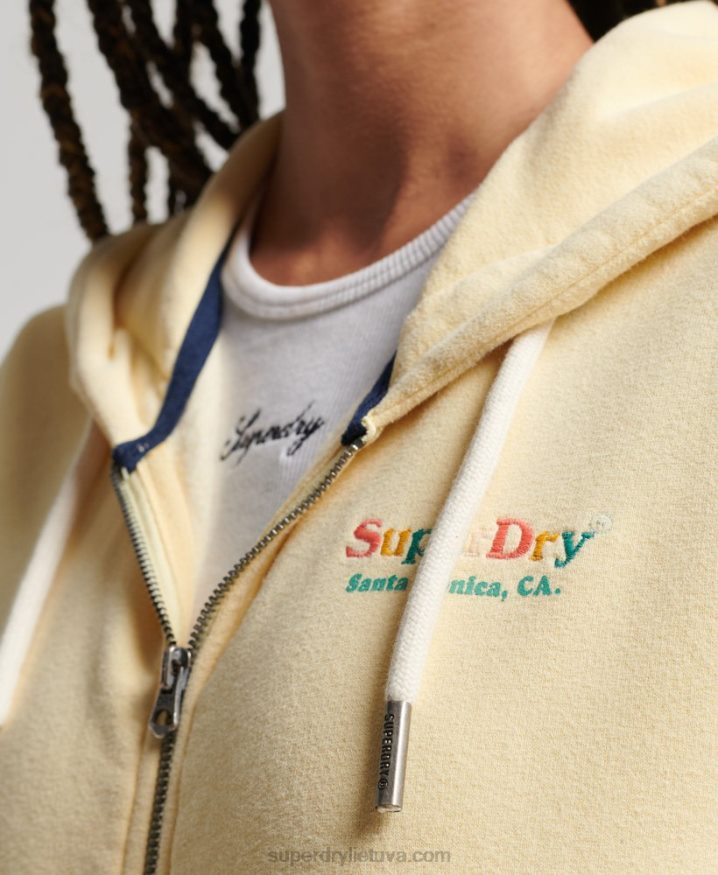 Superdry Vintage Rainbow Zip Hoodie Yellow Women