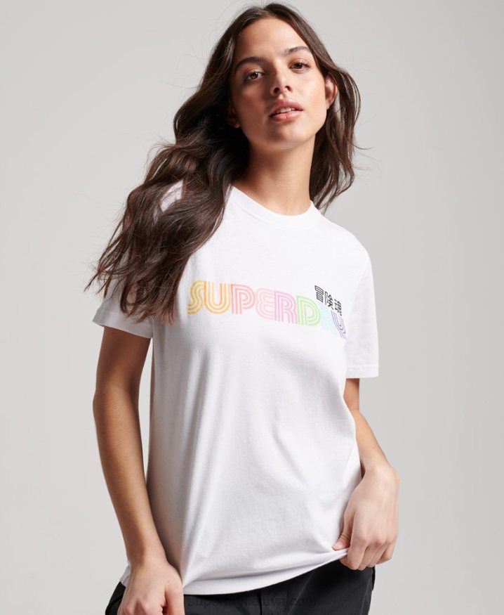 Superdry Vintage Retro Rainbow T-Shirt White Women