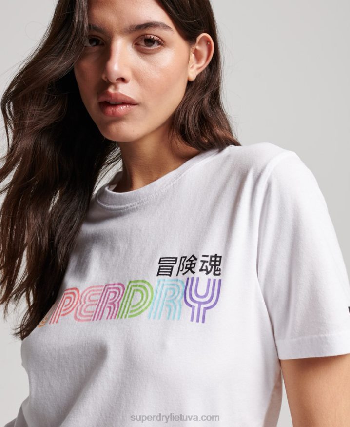 Superdry Vintage Retro Rainbow T-Shirt White Women