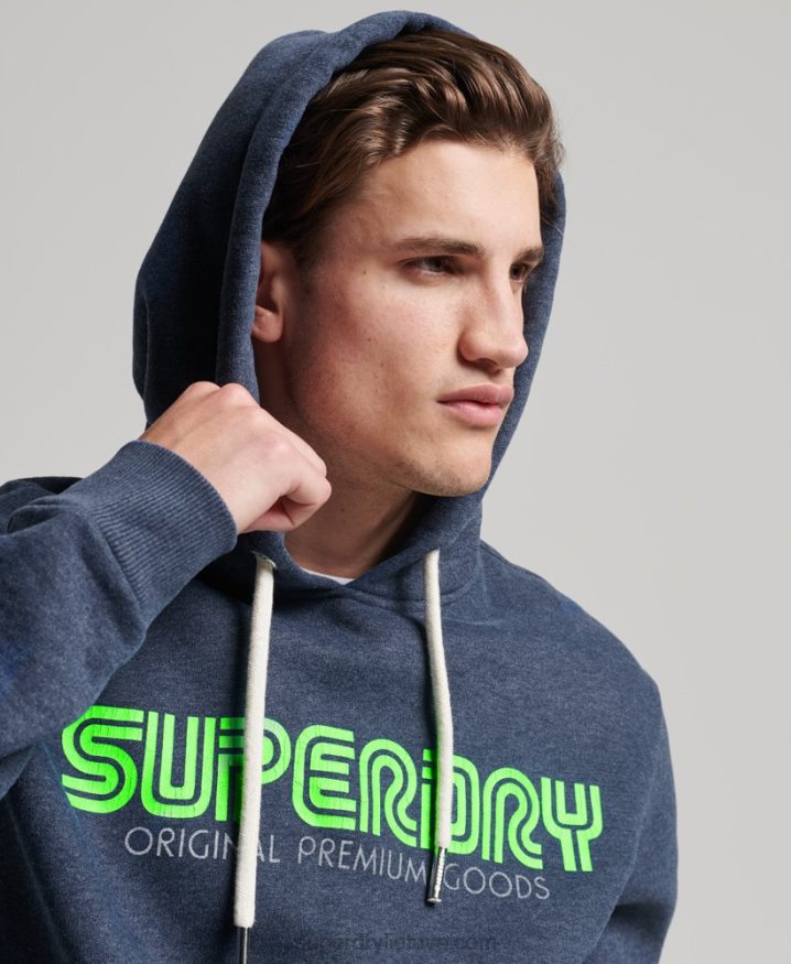 Superdry Vintage Retro Repeat Hoodie Blue Men