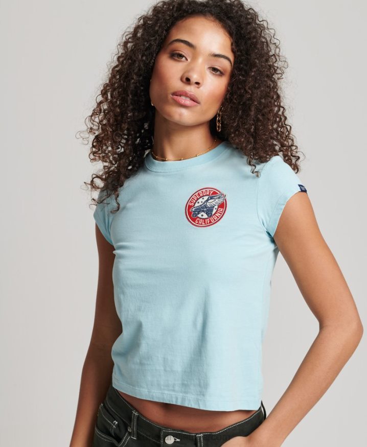 Superdry Vintage Roll With It T-Shirt Light Blue Women