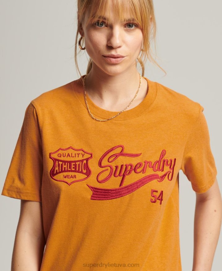 Superdry Vintage Script Style College T-Shirt Yellow Women