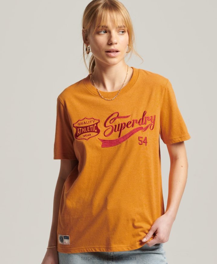 Superdry Vintage Script Style College T-Shirt Yellow Women