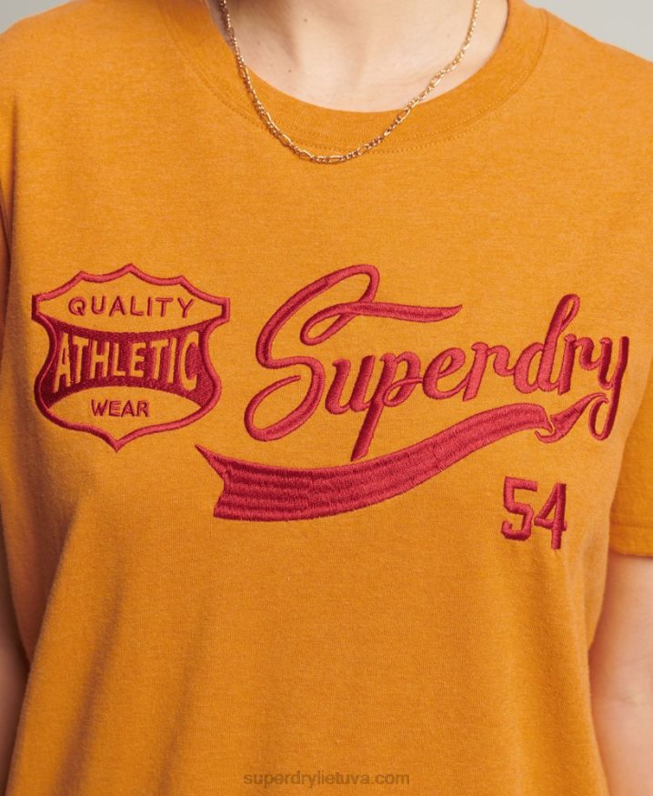 Superdry Vintage Script Style College T-Shirt Yellow Women