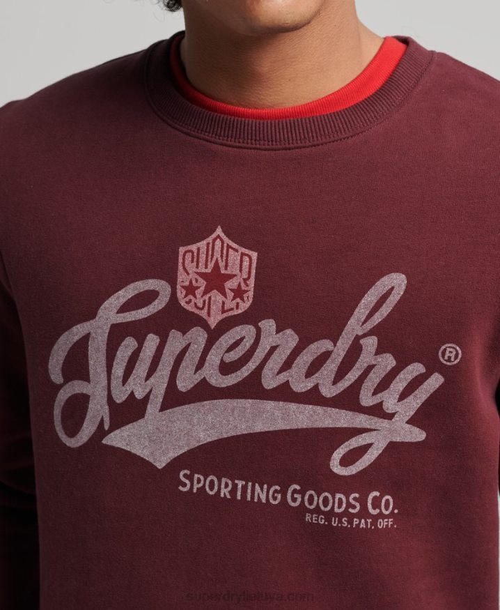 Superdry Vintage Script Style Collegiate Crew Sweatshirt Red Men