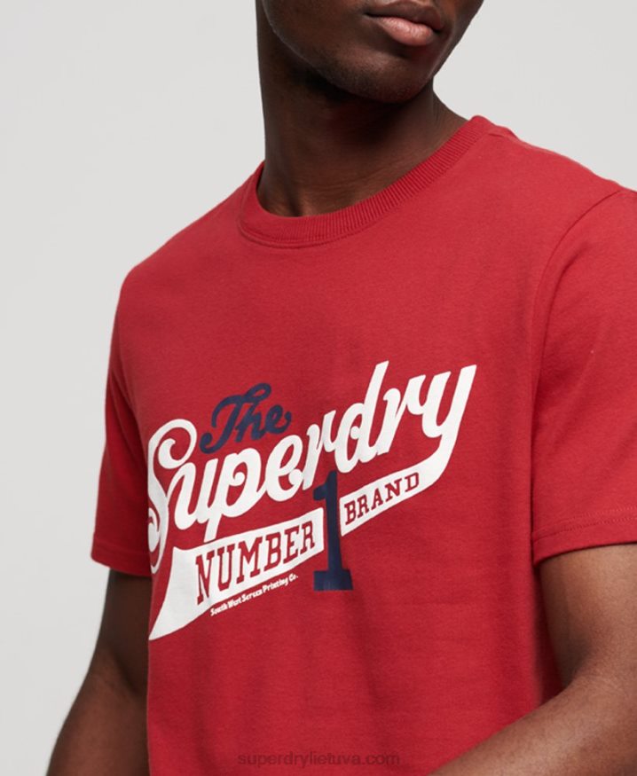 Superdry Vintage Scripted College T-Shirt Red Men