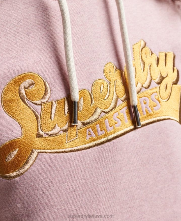 Superdry Vintage Scripted Collegiate Hoodie Pink Women