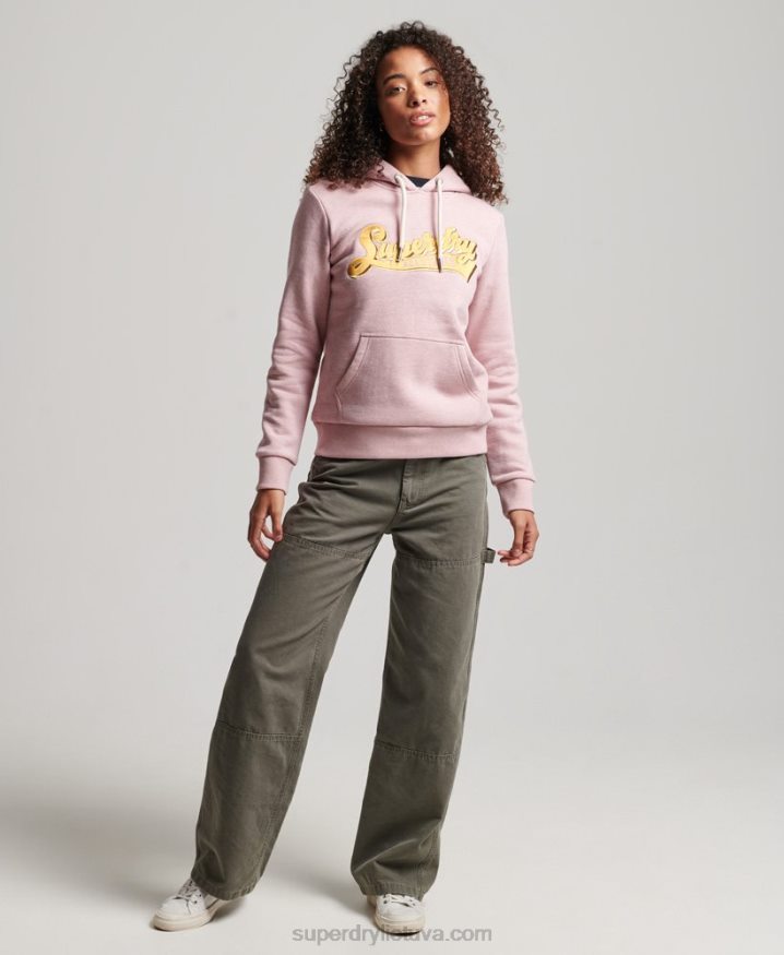 Superdry Vintage Scripted Collegiate Hoodie Pink Women