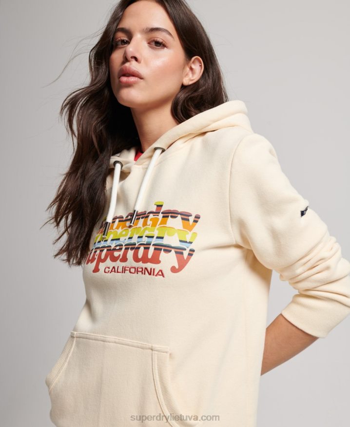 Superdry Vintage Scripted Infill Hoodie White Women