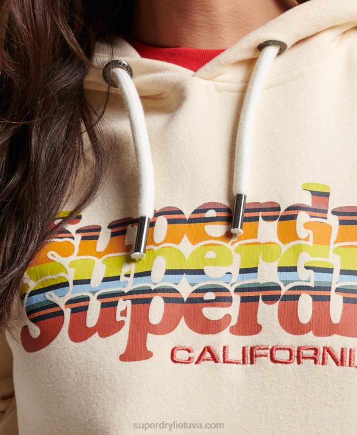 Superdry Vintage Scripted Infill Hoodie White Women