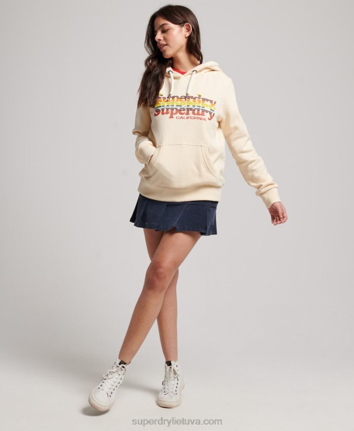 Superdry Vintage Scripted Infill Hoodie White Women