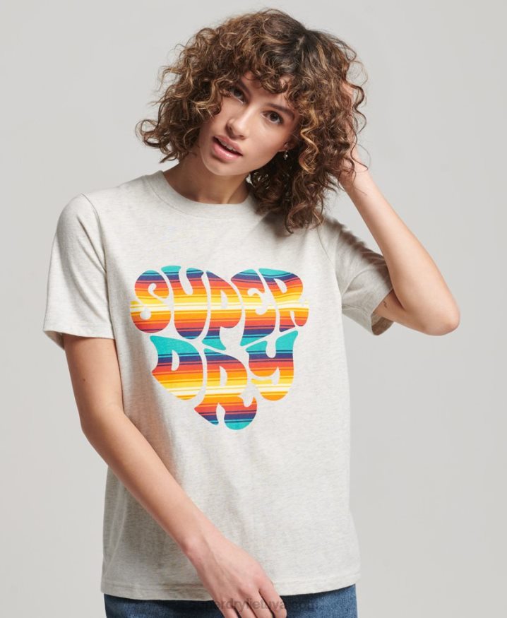 Superdry Vintage Scripted Infill T-Shirt Grey Women