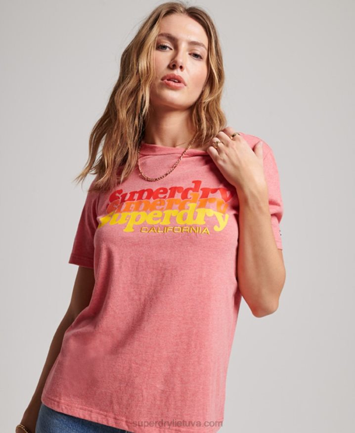 Superdry Vintage Scripted Infill T-Shirt Red Women