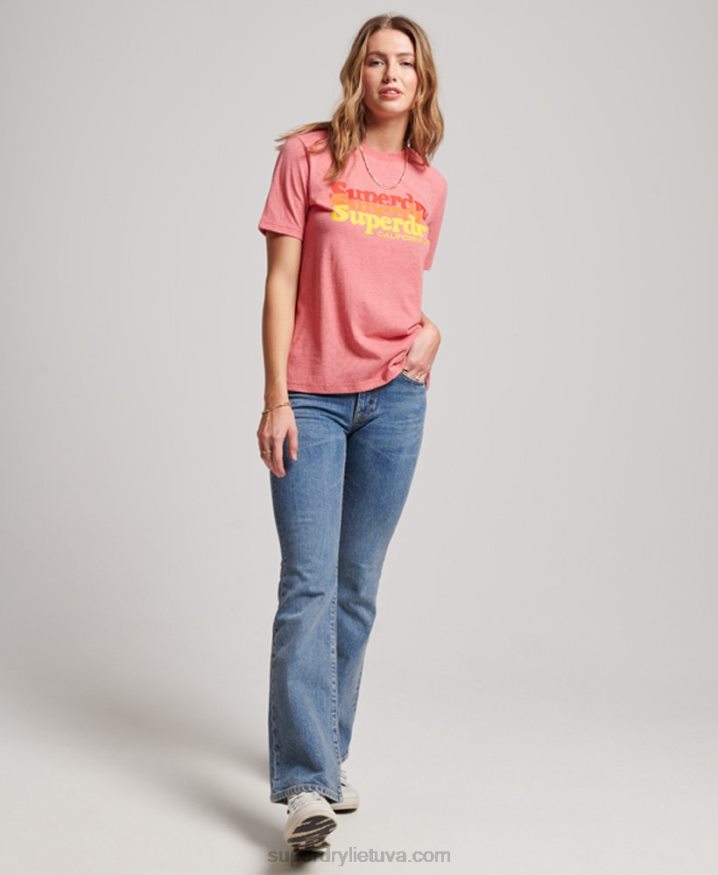 Superdry Vintage Scripted Infill T-Shirt Red Women