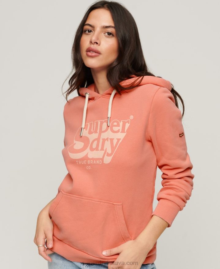 Superdry Vintage Shadow Hoodie Coral Women