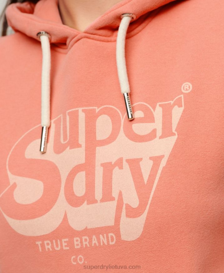 Superdry Vintage Shadow Hoodie Coral Women