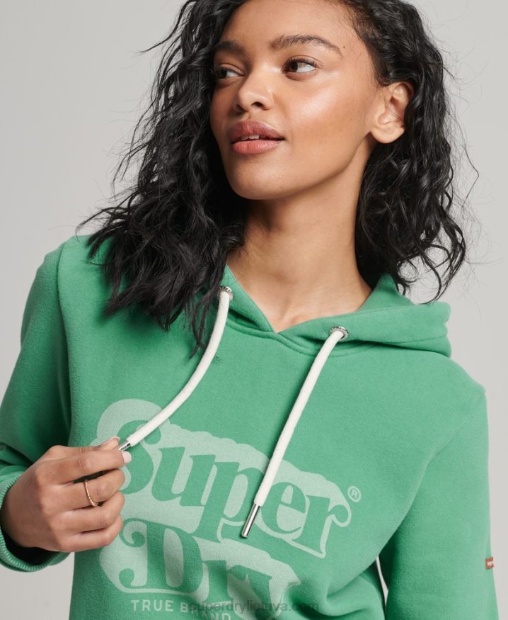 Superdry Vintage Shadow Hoodie Green Women