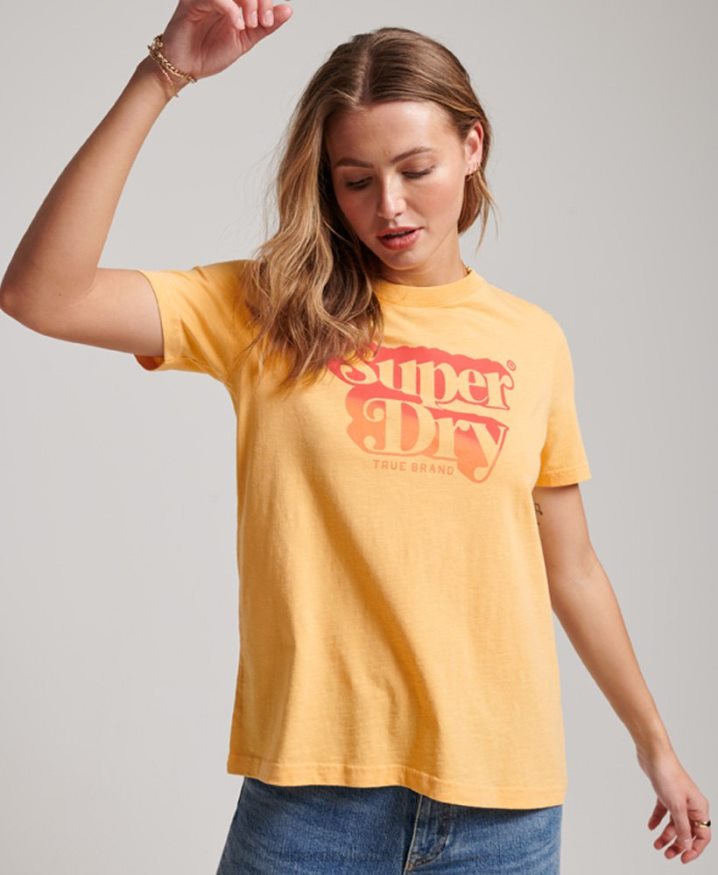 Superdry Vintage Shadow T-Shirt Yellow Women