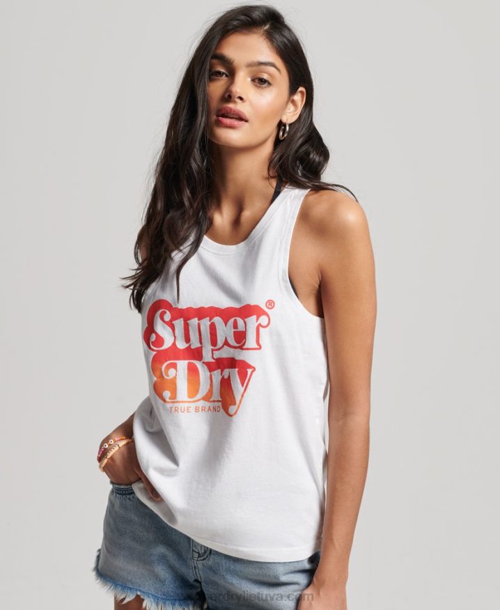 Superdry Vintage Shadow Vest Top White Women