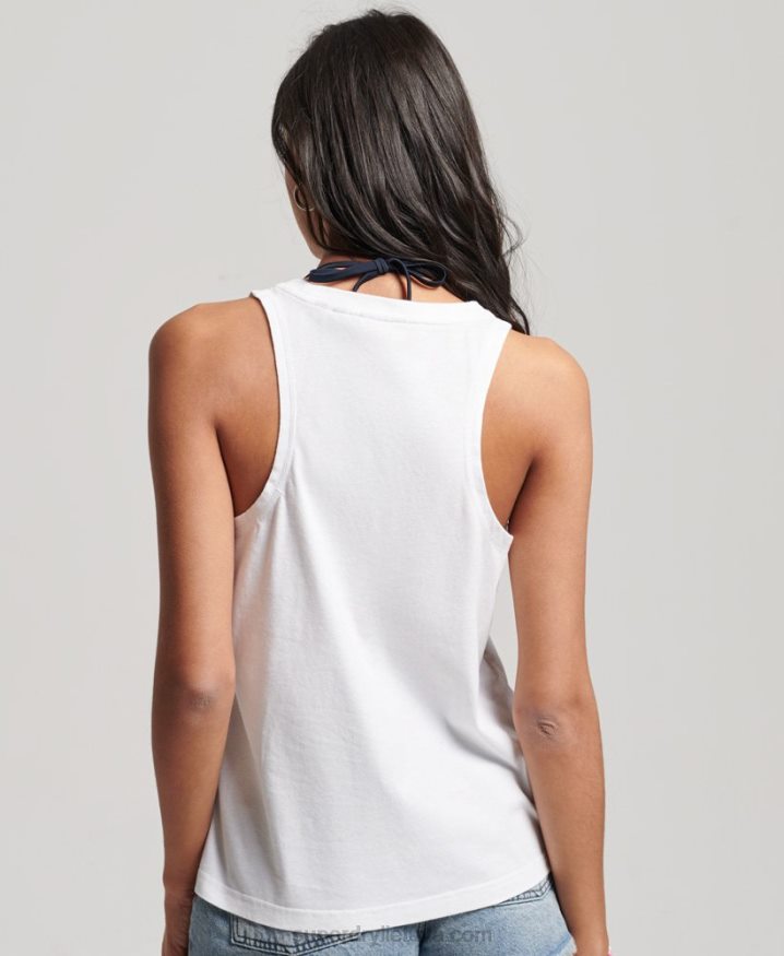 Superdry Vintage Shadow Vest Top White Women