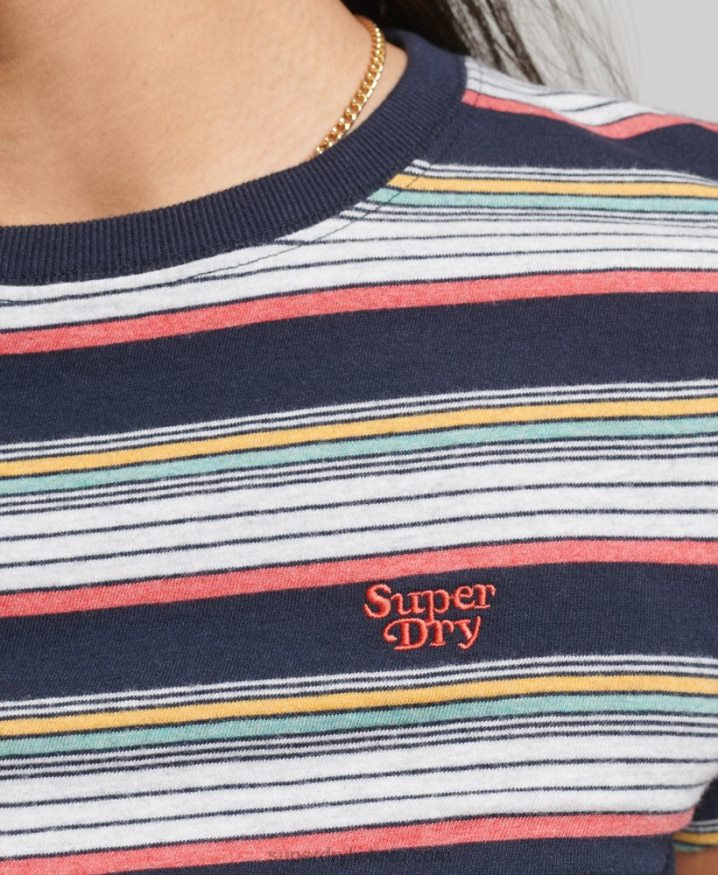 Superdry Vintage Stripe Crop T-Shirt Navy Women