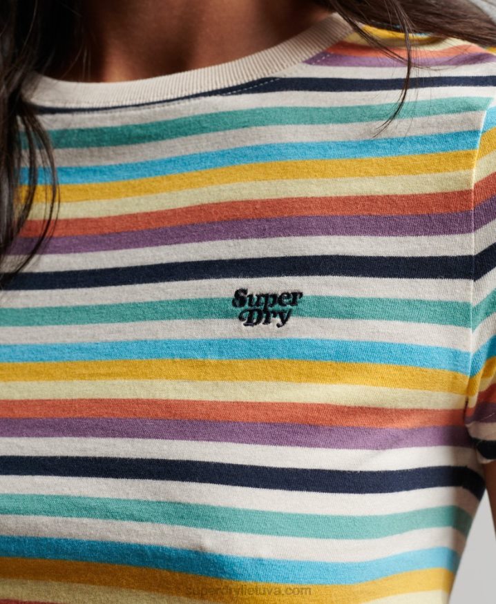 Superdry Vintage Stripe Crop T-Shirt Yellow Women