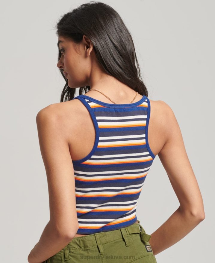 Superdry Vintage Stripe Surf Tank Top Blue Women