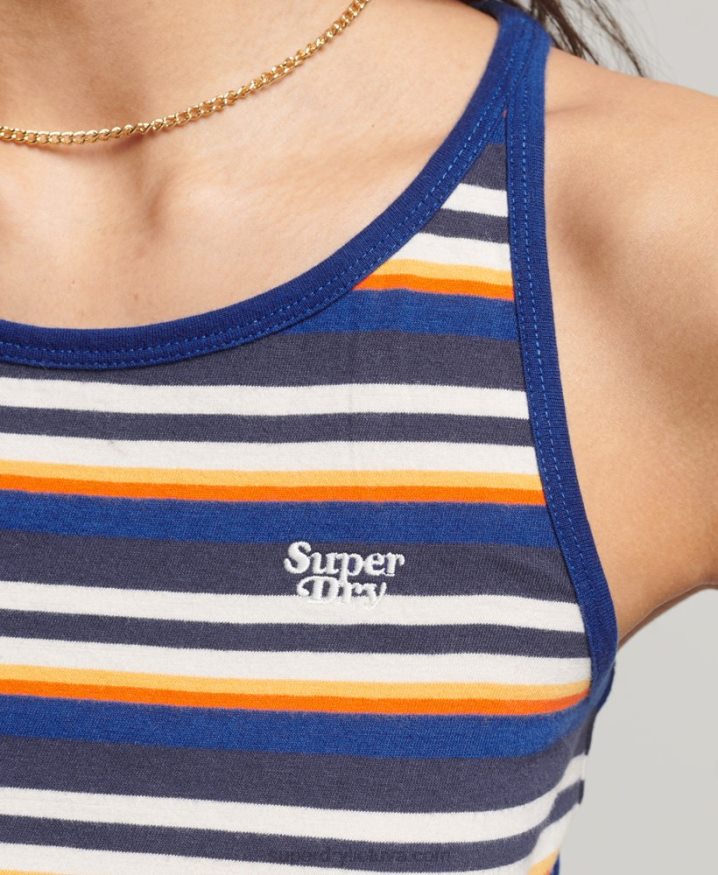 Superdry Vintage Stripe Surf Tank Top Blue Women