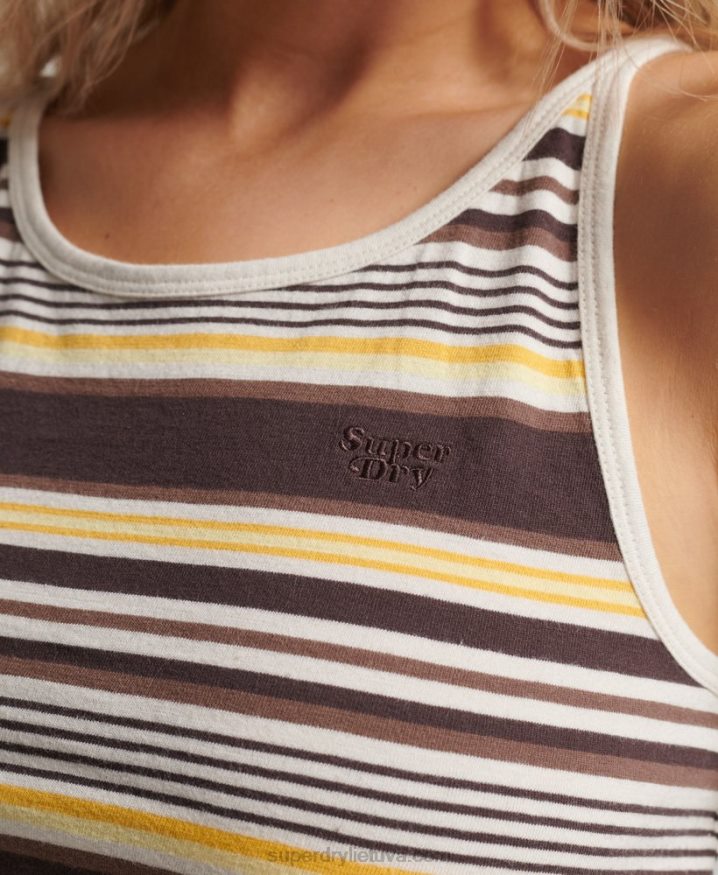 Superdry Vintage Stripe Surf Tank Top Brown Women