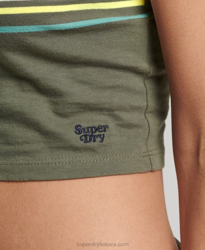 Superdry Vintage Stripe Surf Tank Top Green Women