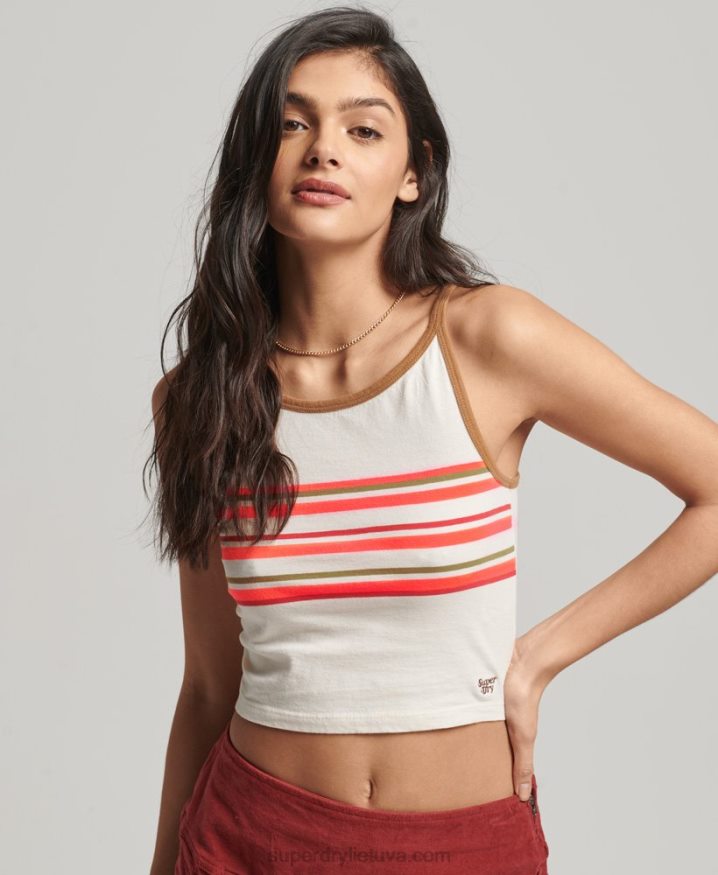 Superdry Vintage Stripe Surf Tank Top Grey Women