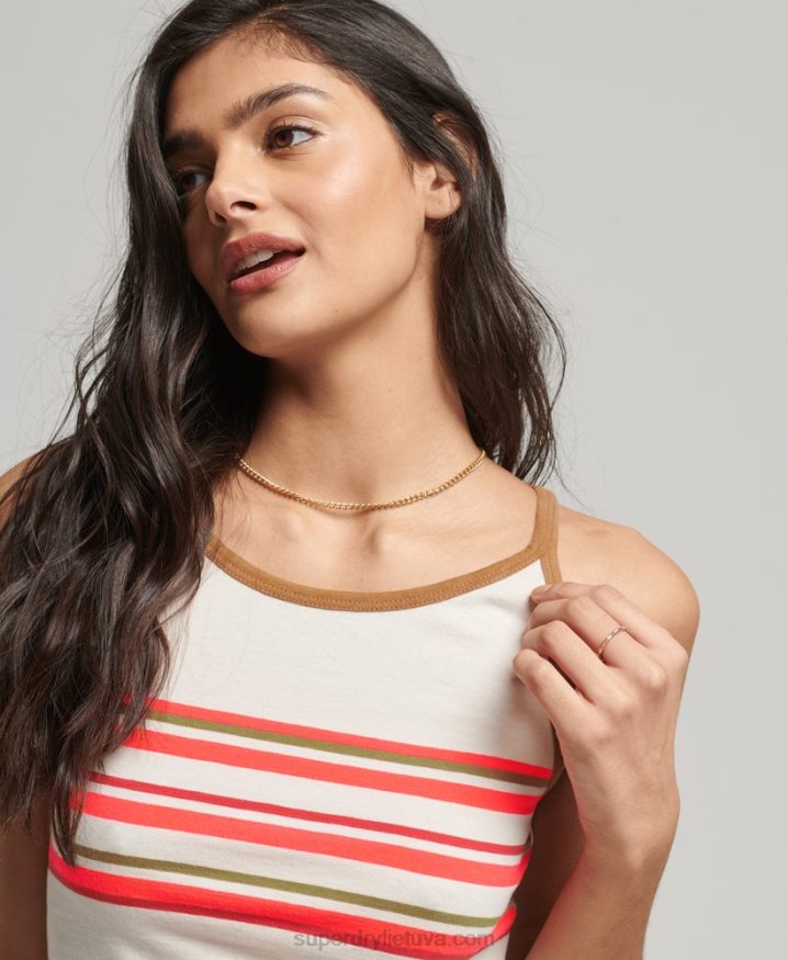 Superdry Vintage Stripe Surf Tank Top Grey Women