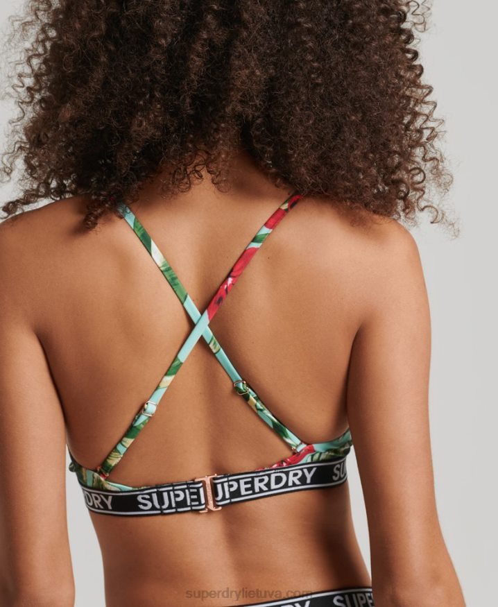 Superdry Vintage Surf Logo Recycled Bikini Top Green Women