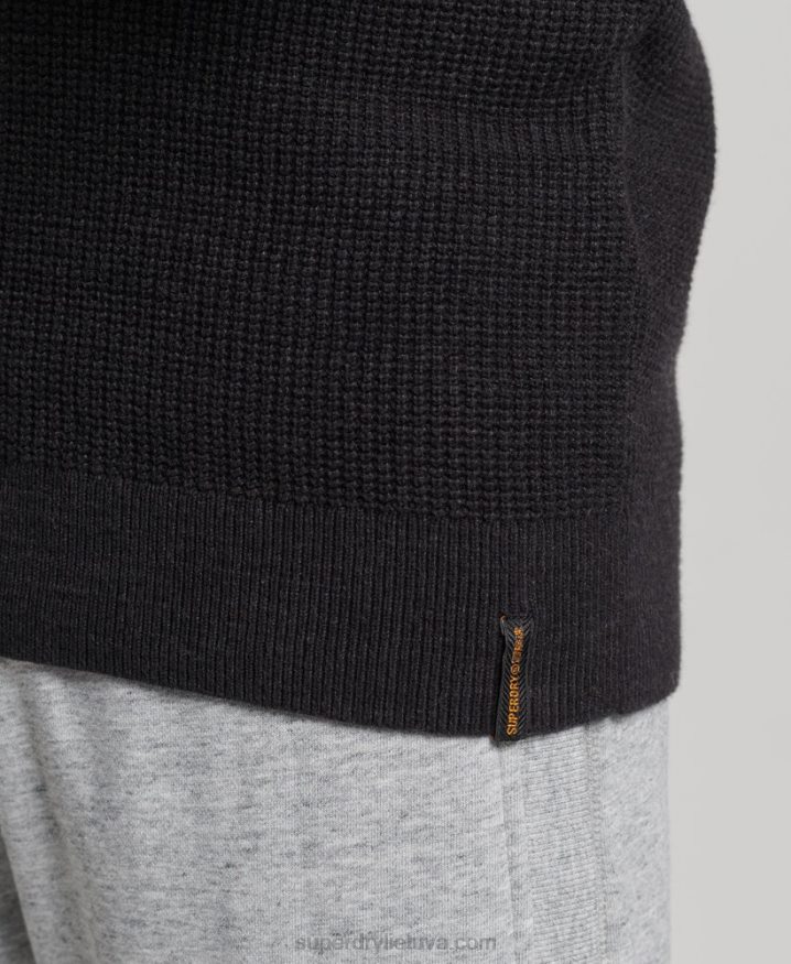 Superdry Vintage Textured Crew Knit Jumper Black Men